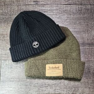 Timberland Black and Olive Beanie Duo